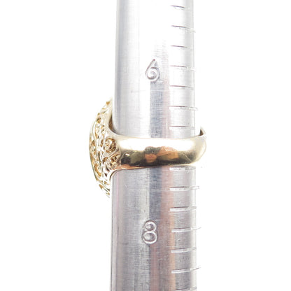 ROSS SIMONS 925 Sterling Silver Gold Plated Real Diamond Accent Ring Size 7.25