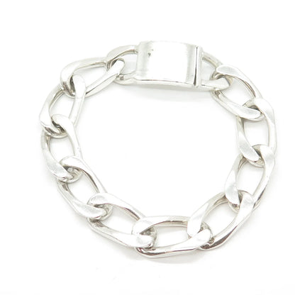 925 Sterling Silver Vintage Mexico Curb Link Bracelet 8.75"