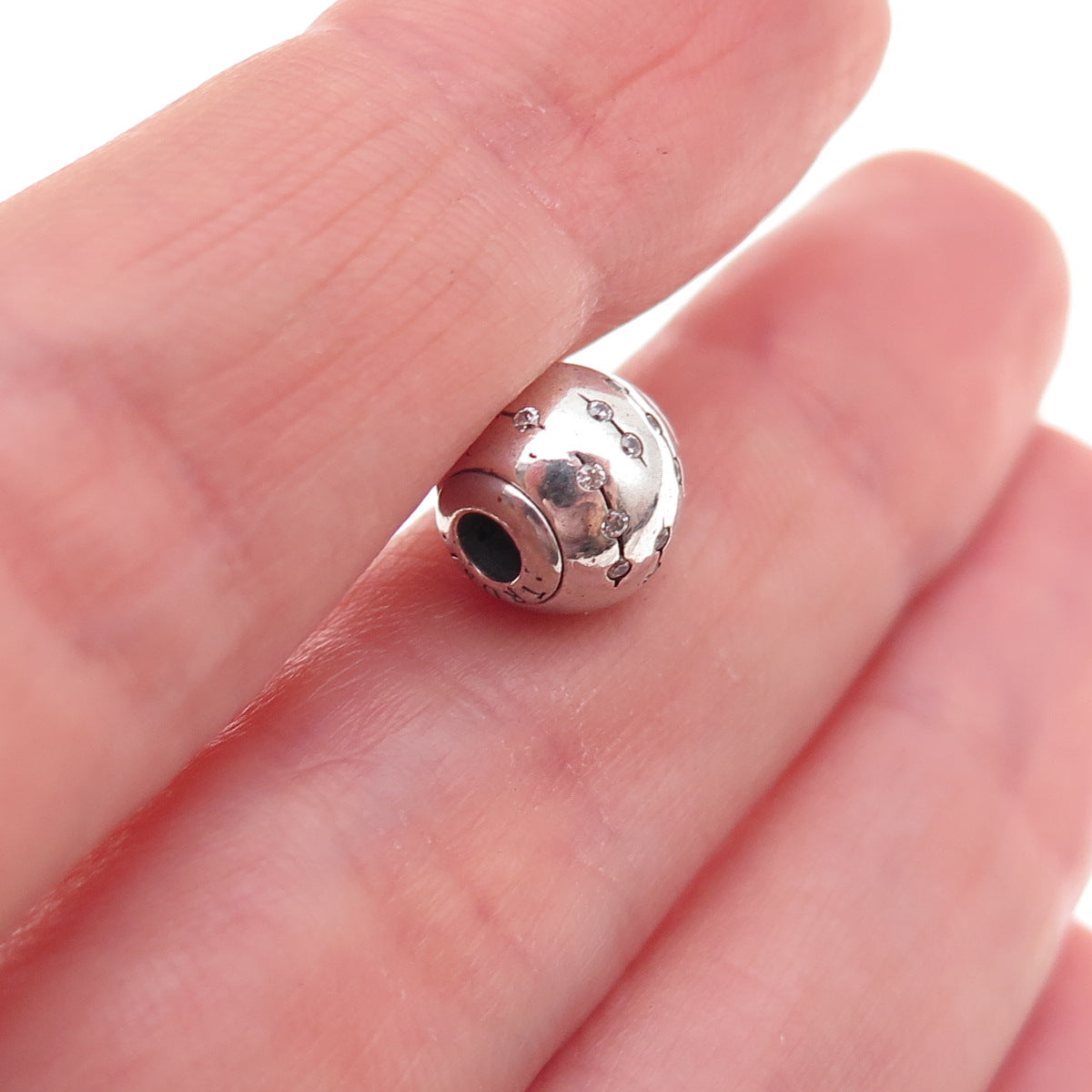 Pandora 925 Sterling Silver C Z Essence Trust Slide Bead Charm