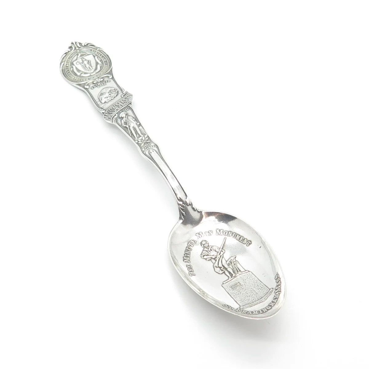 925 Sterling Silver Antique Watson States & Cities Massachusetts Demitasse Spoon