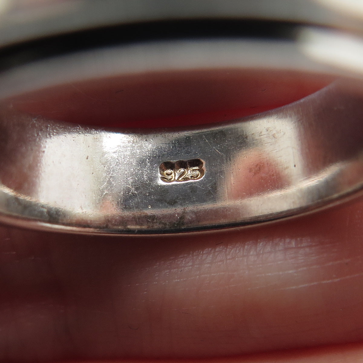 925 Sterling Vintage Enamel Celebrate Courage Cancer Ribbon Spin Ring Size 9.25