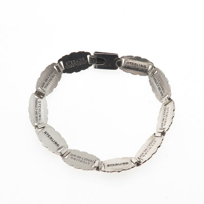 925 Sterling Silver Antique WWII US Air Force Forget Me Not Bracelet 7.5"