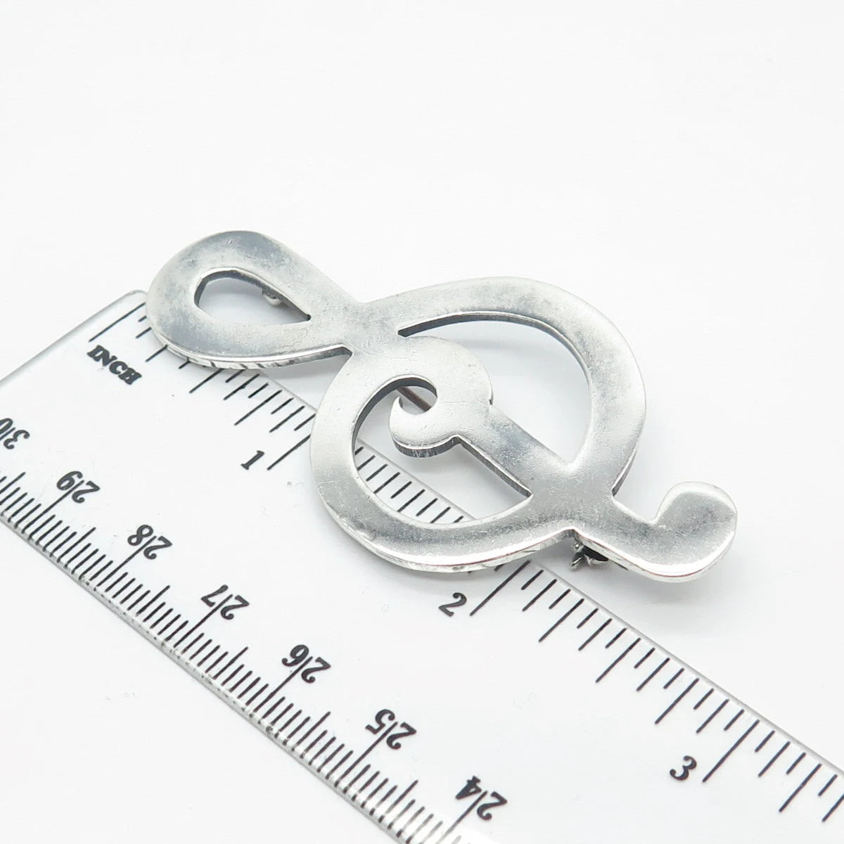 925 Sterling Silver Vintage Mexico Treble Clef Pin Brooch