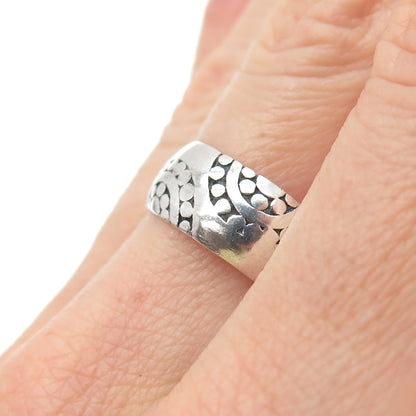 925 Sterling Silver Vintage Modernist Sun Oxidized Band Ring Size 8.25