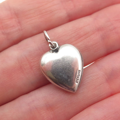 925 Sterling Antique Art Deco Enamel Fleur de Lis Chatelaine Heart Mini Pendant