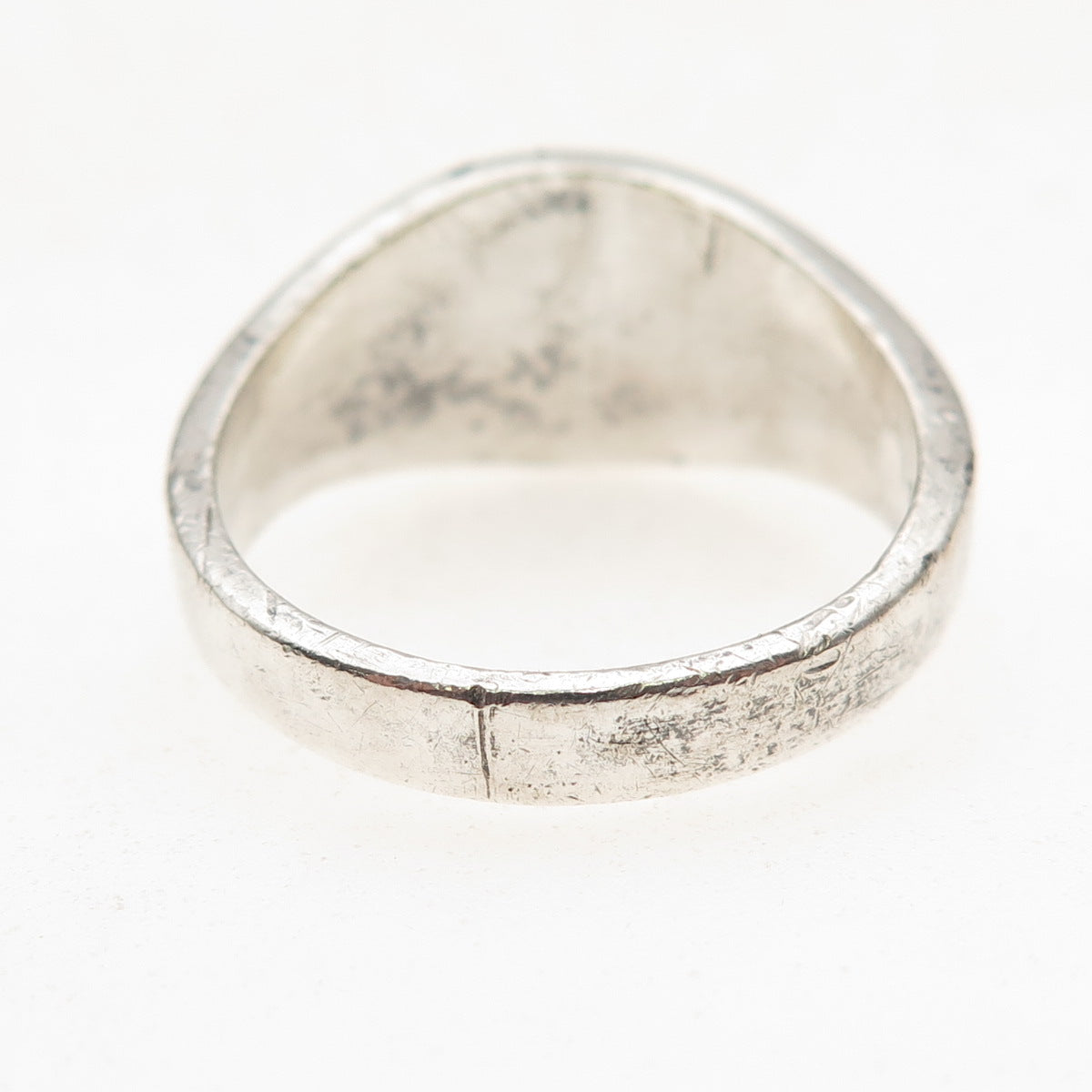 Old Pawn 925 Sterling Silver Vintage Turquoise Inlay Cross Tribal Ring Size 10