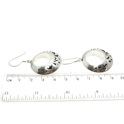 925 Sterling Silver Vintage Tribal Dangle Hook Earrings