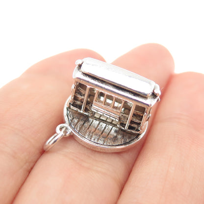 925 Sterling Silver Vintage San Francisco Cable Car Mini 3D Charm Pendant