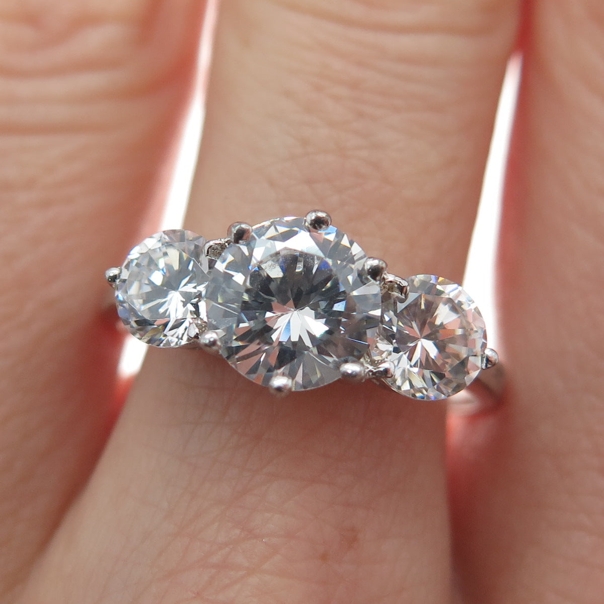 925 Sterling Silver Round-Cut C Z Engagement Ring Size 9.25