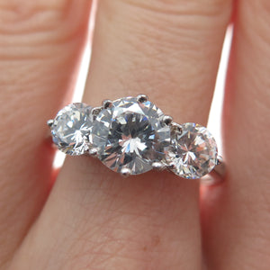 925 Sterling Silver Round-Cut C Z Engagement Ring Size 9.25