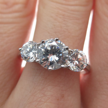 925 Sterling Silver Round-Cut C Z Engagement Ring Size 9.25