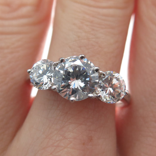 925 Sterling Silver Round-Cut C Z Engagement Ring Size 9.25