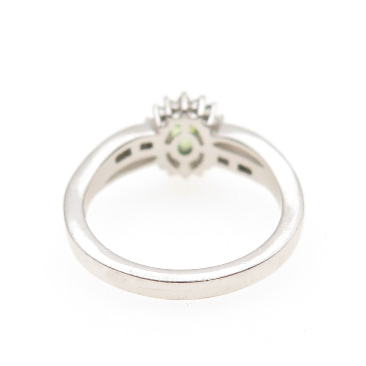 D'Joy 925 Sterling Silver Real Diamond & Green Tourmaline Ring Size 7