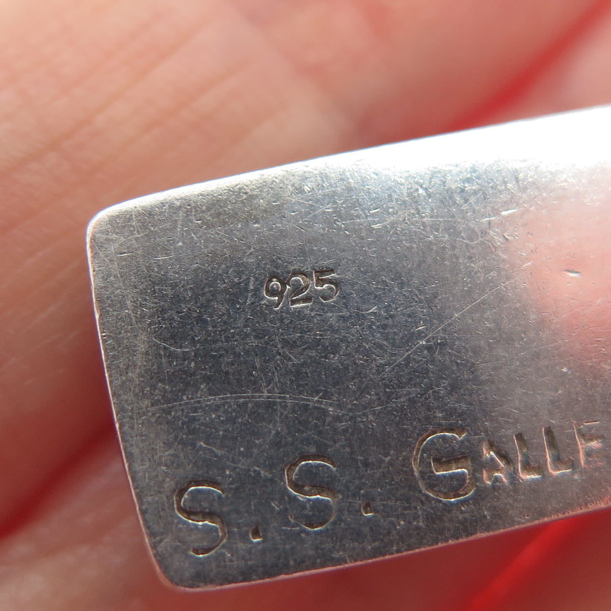 SS GALLERY WL Sterling Vintage Real Tourmaline Chinese Character Slide Pendant