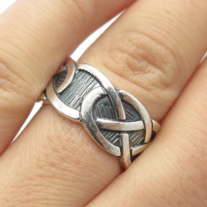 925 Sterling Silver Vintage Celtic Band Ring Size 7.5