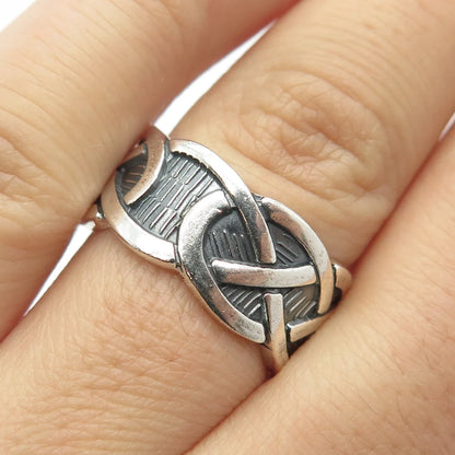925 Sterling Silver Vintage Celtic Band Ring Size 7.5