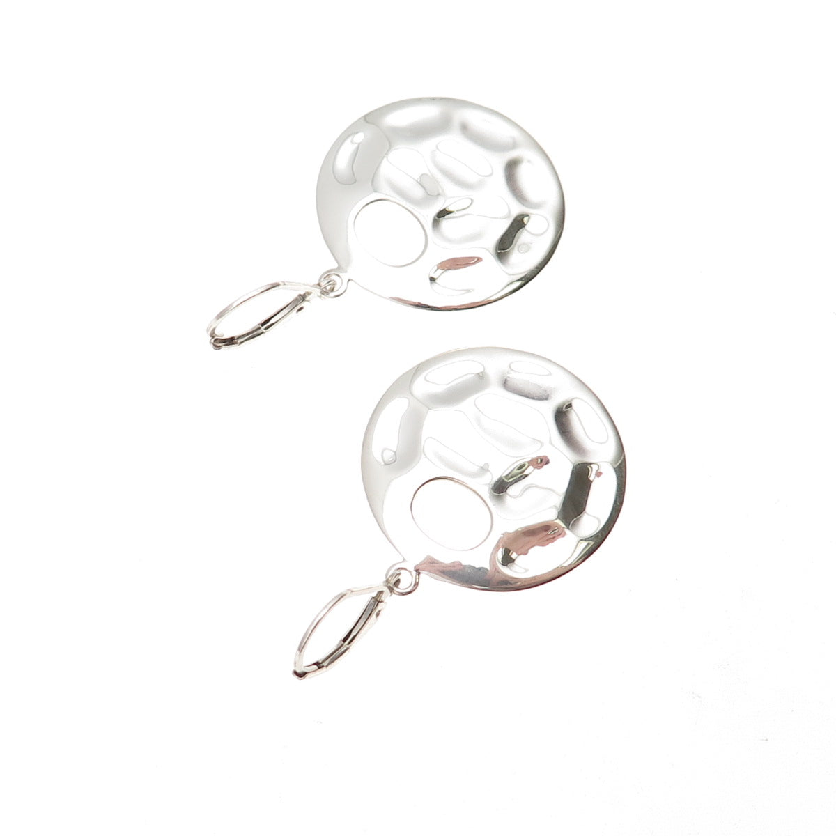 925 Sterling Silver Vintage Modernist Disc Dangle Earrings