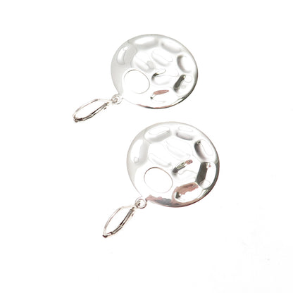 925 Sterling Silver Vintage Modernist Disc Dangle Earrings