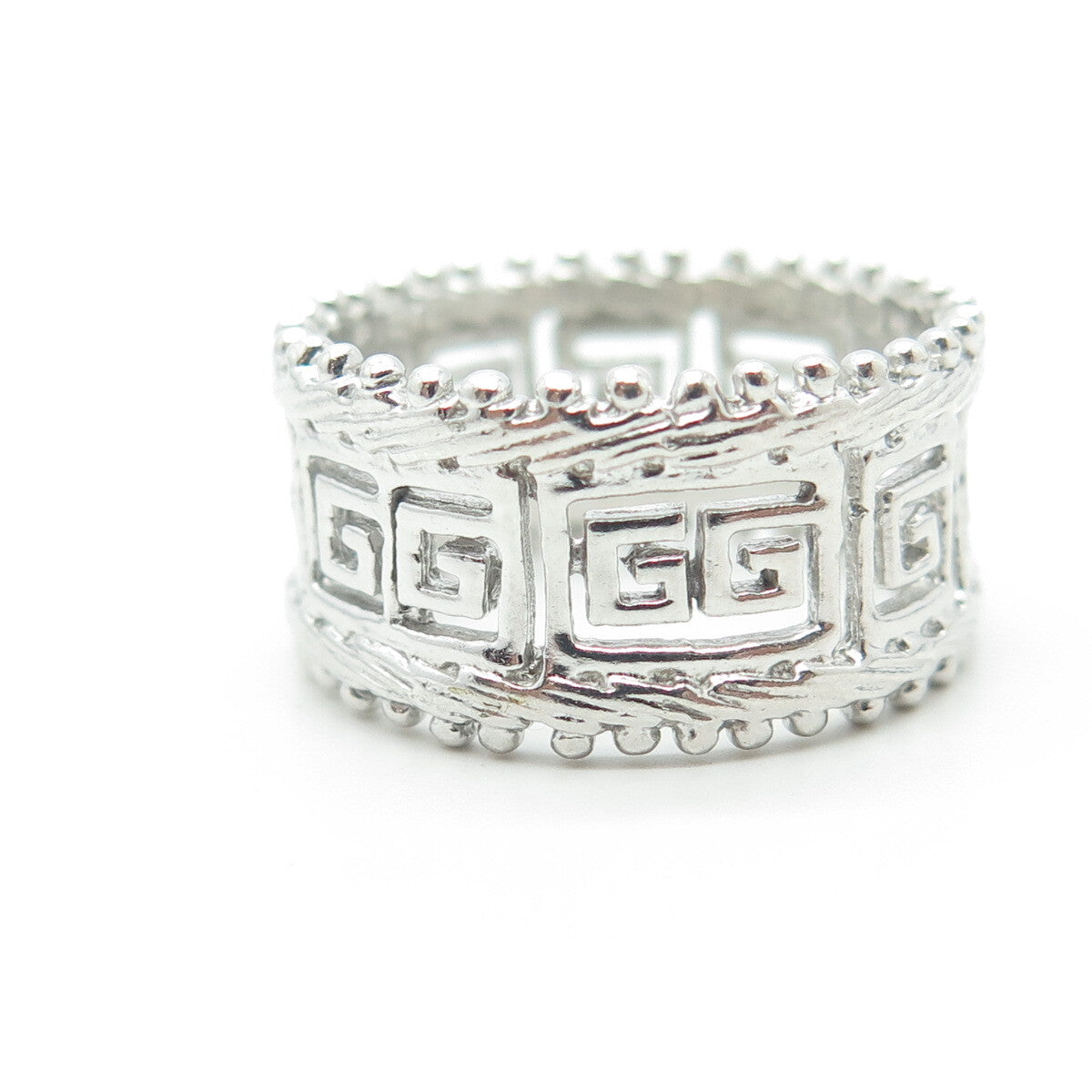 925 Sterling Silver Greek Maze Band Ring Size 9