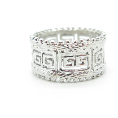 925 Sterling Silver Greek Maze Band Ring Size 9