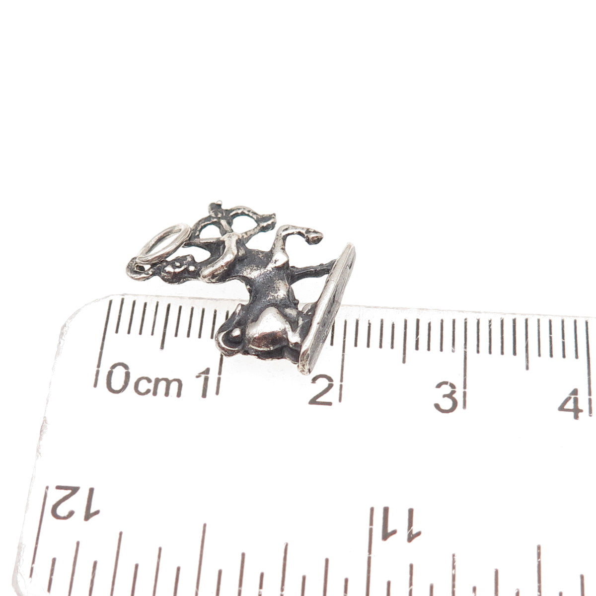 800 Silver Antique Art Deco Sagittarius Zodiac Sign Oxidized Charm Pendant