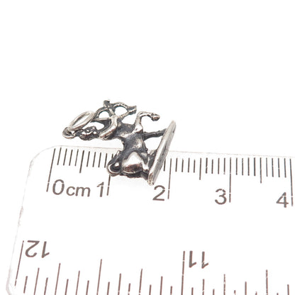 800 Silver Antique Art Deco Sagittarius Zodiac Sign Oxidized Charm Pendant