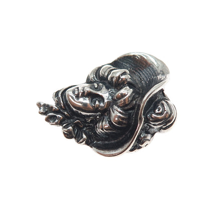 925 Sterling Silver Vintage Victorian Lady Oxidized Pin Brooch