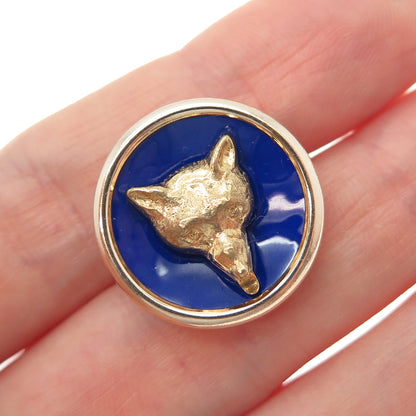 1/20 12K Yellow & Rose Gold Filled Antique Art Deco Enamel Fox Button