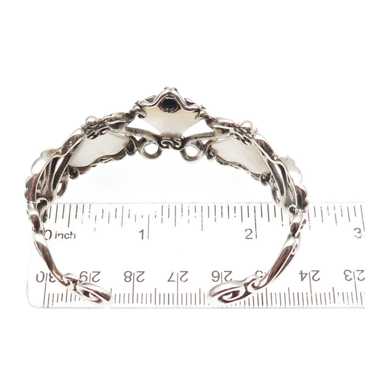 Carolyn Pollack Sterling Vintage Real Turquoise & MOP Adjustable Bracelet 5.75"