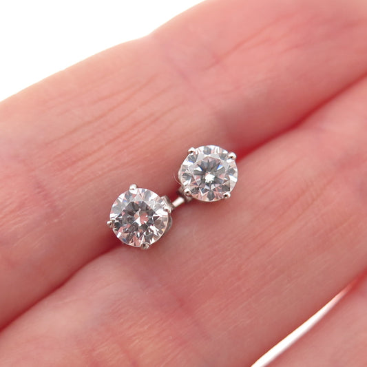 925 Sterling Silver Round-Cut C Z Stud Earrings