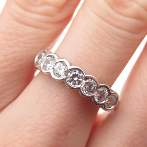 925 Sterling Silver Round-Cut C Z Half Eternity Ring Size 7