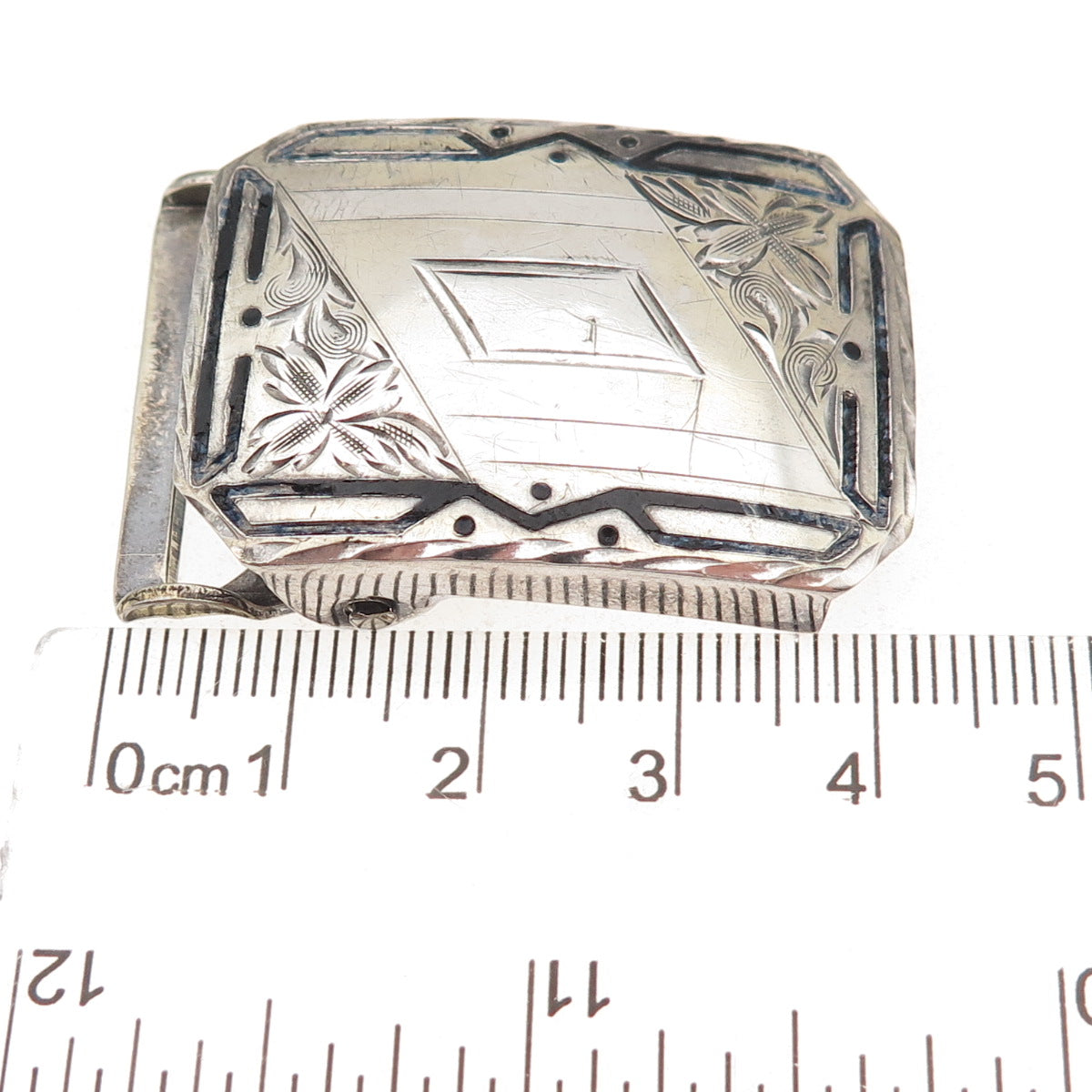 Hawk Co. 925 Sterling Silver Antique Art Deco Engraved Floral Belt Buckle