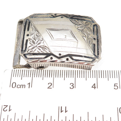 Hawk Co. 925 Sterling Silver Antique Art Deco Engraved Floral Belt Buckle