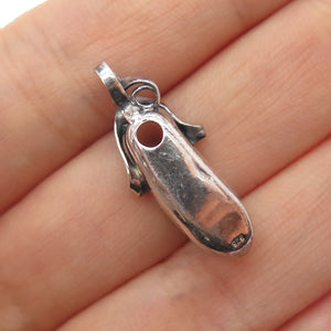 925 Sterling Silver Vintage Ballet Shoe Oxidized 3D Charm Pendant