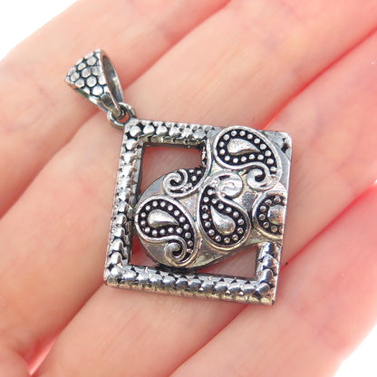 925 Sterling Silver Vintage Dragon Scale Oxidized Charm Pendant