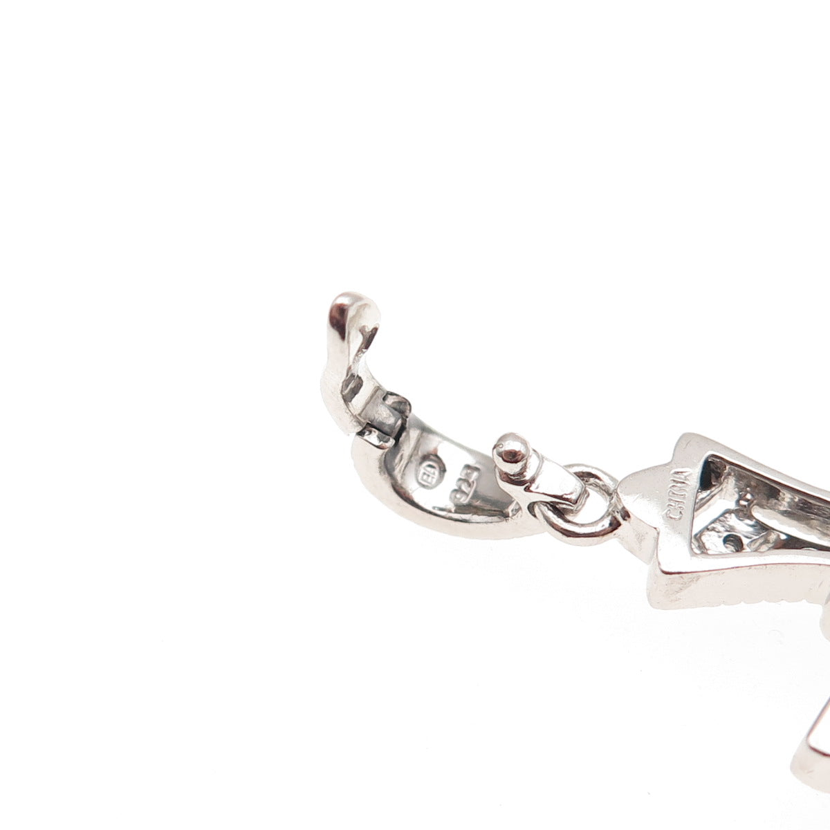 925 Sterling Silver Real Round-Cut Diamond Cross Pendant