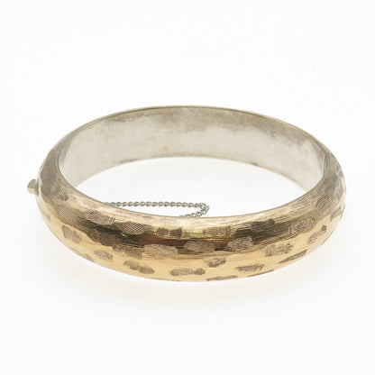 Hayward 925 Sterling Silver Gold Plated Vintage Brushed Bangle Bracelet 7.25"
