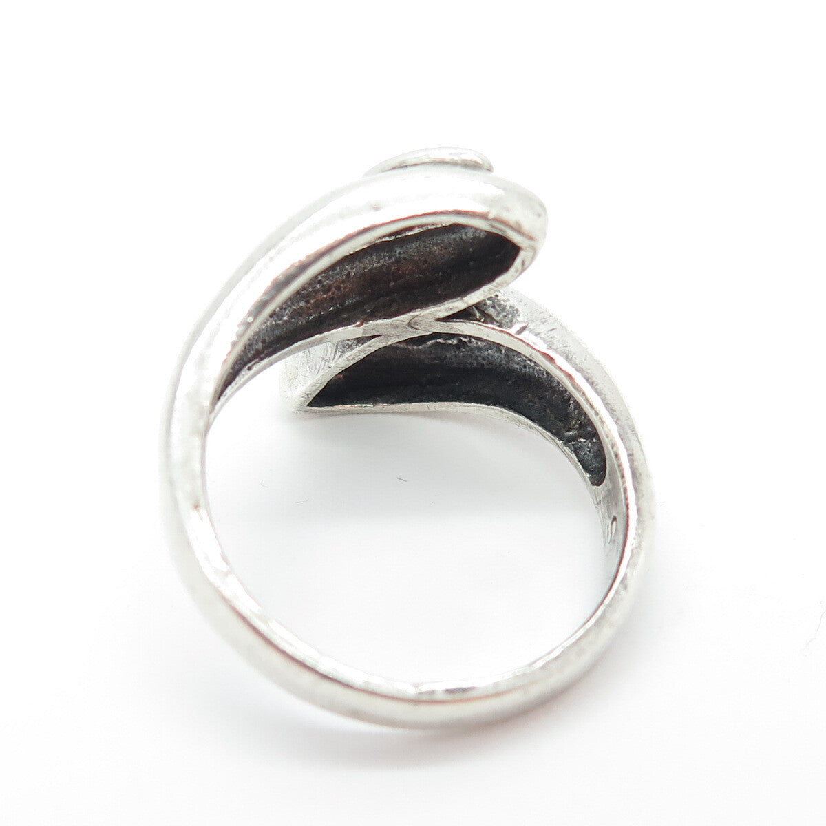 925 Sterling Silver Vintage Real Black Onyx Gemstone Modernist Ring Size 7.5
