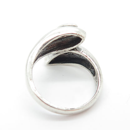 925 Sterling Silver Vintage Real Black Onyx Gemstone Modernist Ring Size 7.5