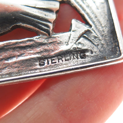 925 Sterling Silver Vintage Swan Bird Oxidized Pin Brooch