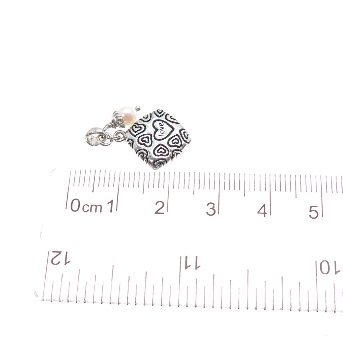 O.W.L. 925 Sterling Silver Vintage Real Pearl Love Heart Minimalist Pendant