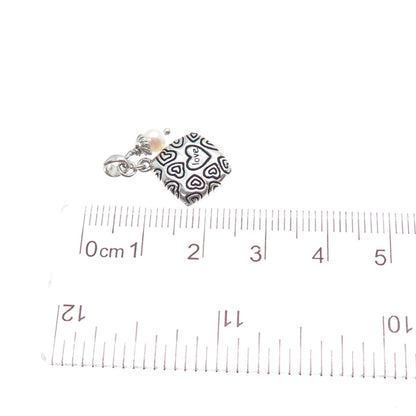 O.W.L. 925 Sterling Silver Vintage Real Pearl Love Heart Minimalist Pendant