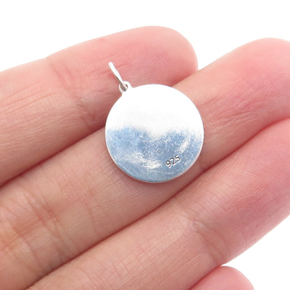 925 Sterling Silver Pink Enamel "It's A Girl" Round Tag Minimalist Charm Pendant