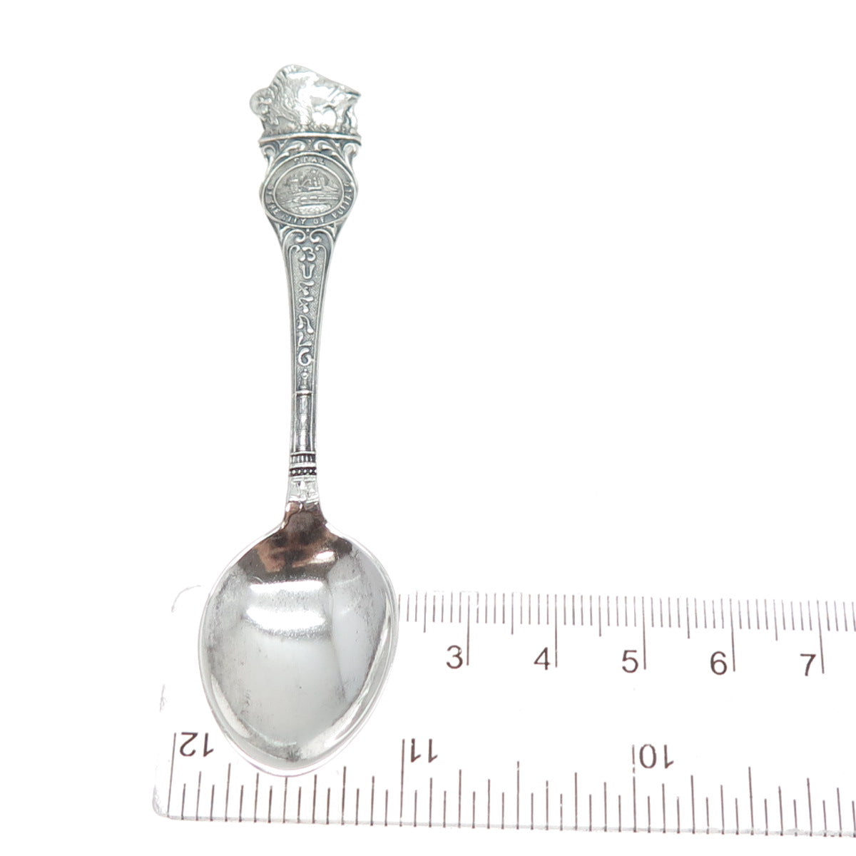925 Sterling Silver Antique Art Deco Seal of Buffalo States Cities Coffee Spoon