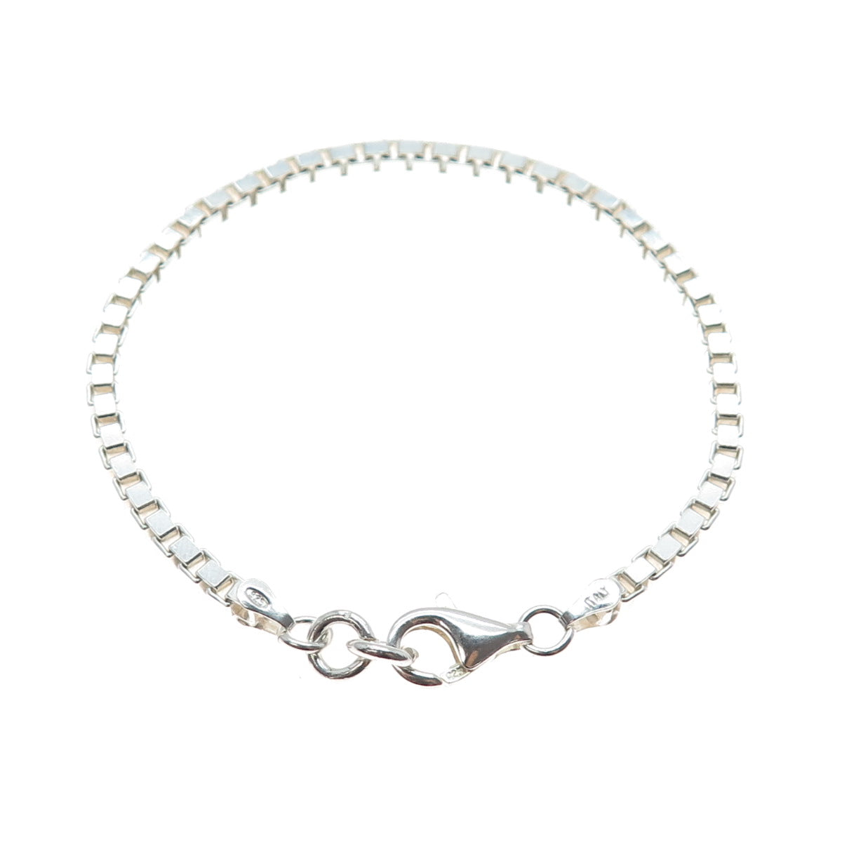 925 Sterling Silver Vintage Italy Box Link Bracelet 7"
