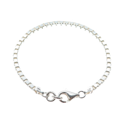 925 Sterling Silver Vintage Italy Box Link Bracelet 7"