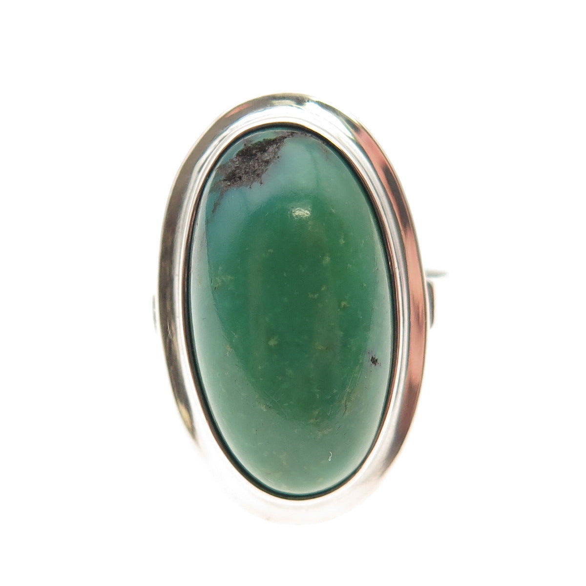 800 Silver Antique Art Deco GS Italy Real Chrysoprase Ring Size 6.75