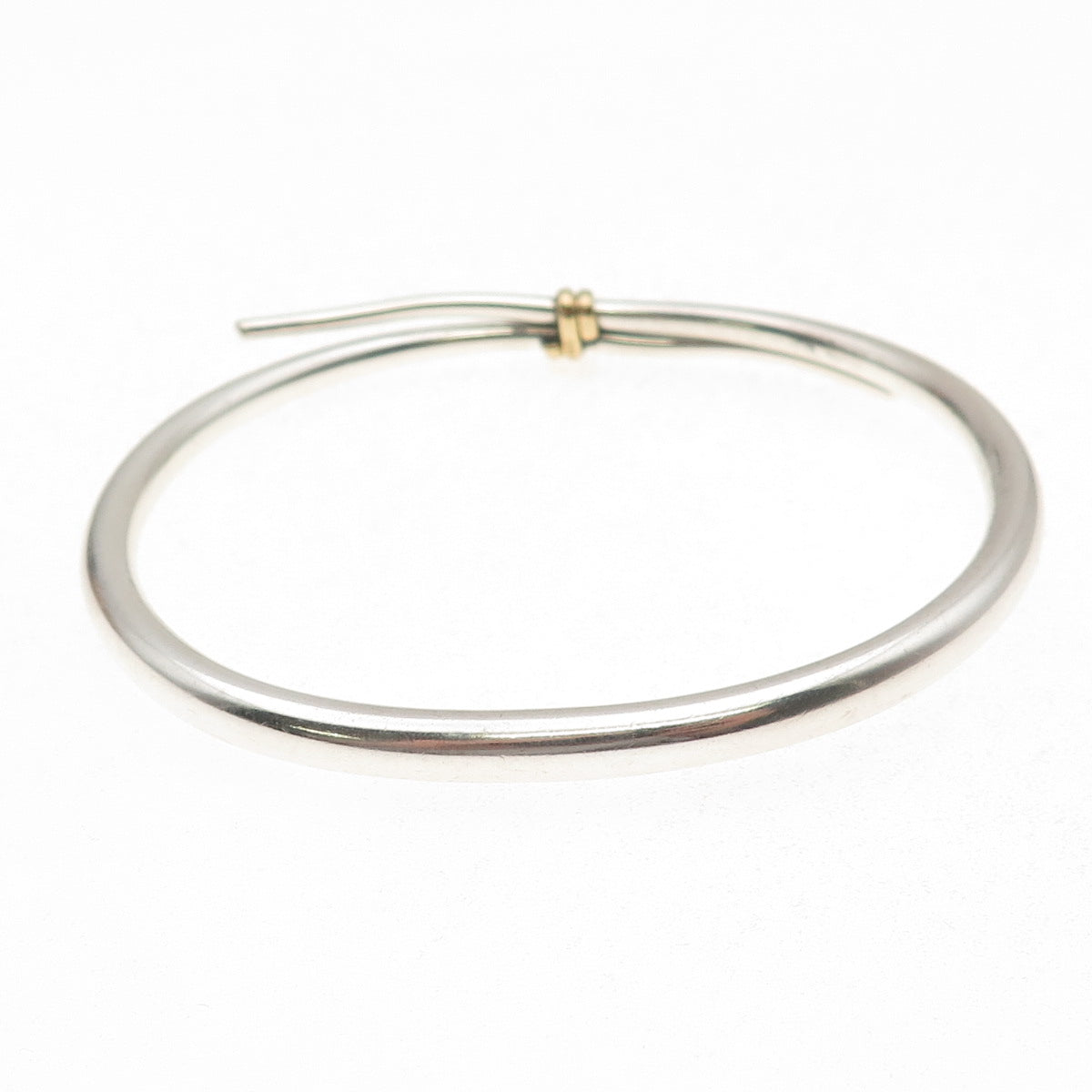 Ed Levin 925 Sterling Silver 18K Gold Vintage Modernist Bangle Bracelet 7.5"