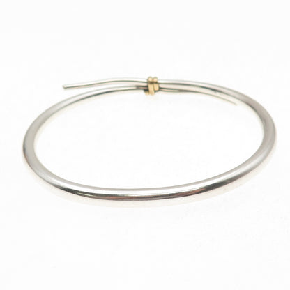 Ed Levin 925 Sterling Silver 18K Gold Vintage Modernist Bangle Bracelet 7.5"