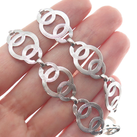 W. E. RICHARDS 925 Sterling Silver Antique Art Deco Geometric Chain Necklace 15"